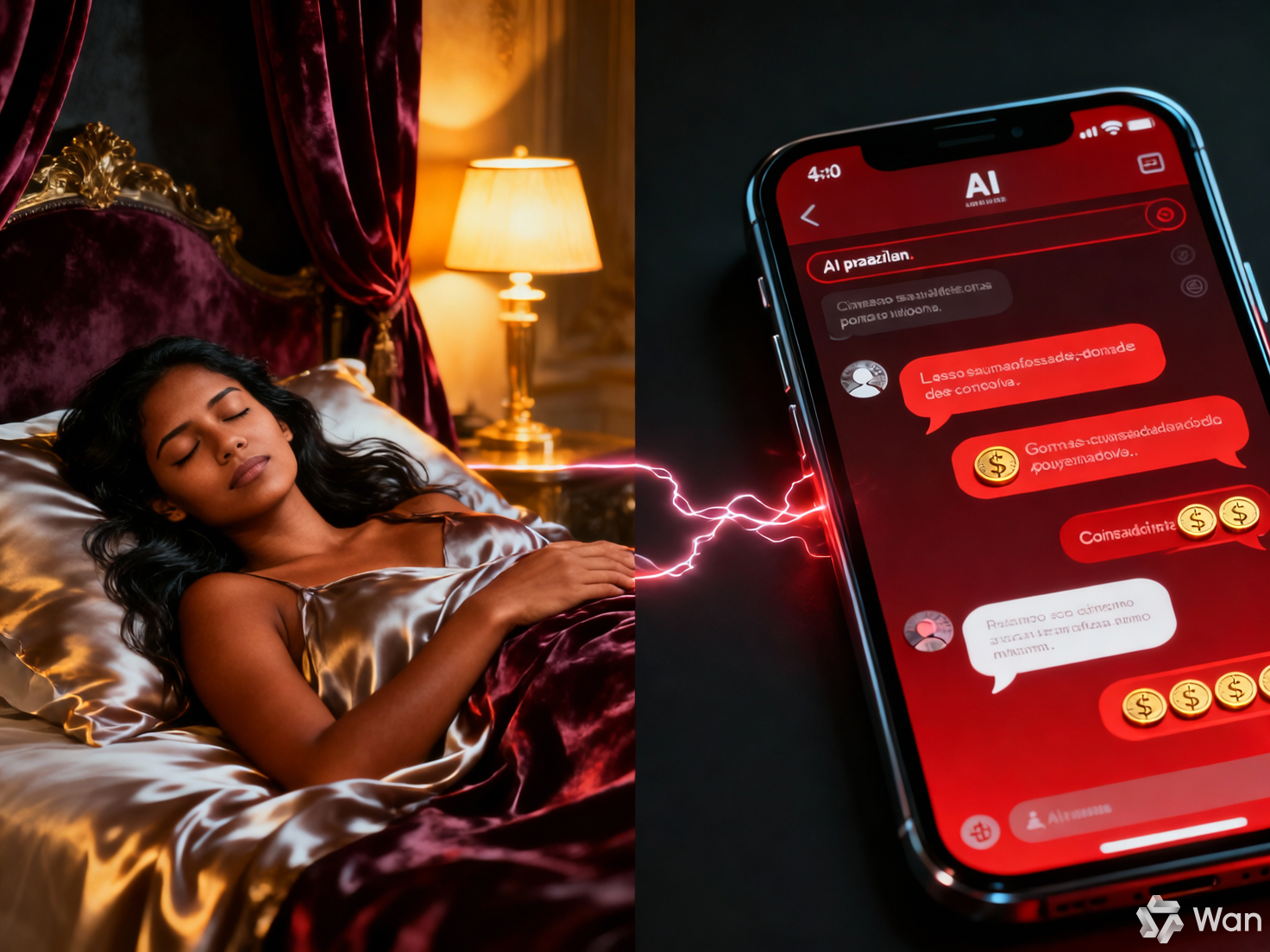 Clone de inteligência artificial de criadora atendendo fãs enquanto dorme