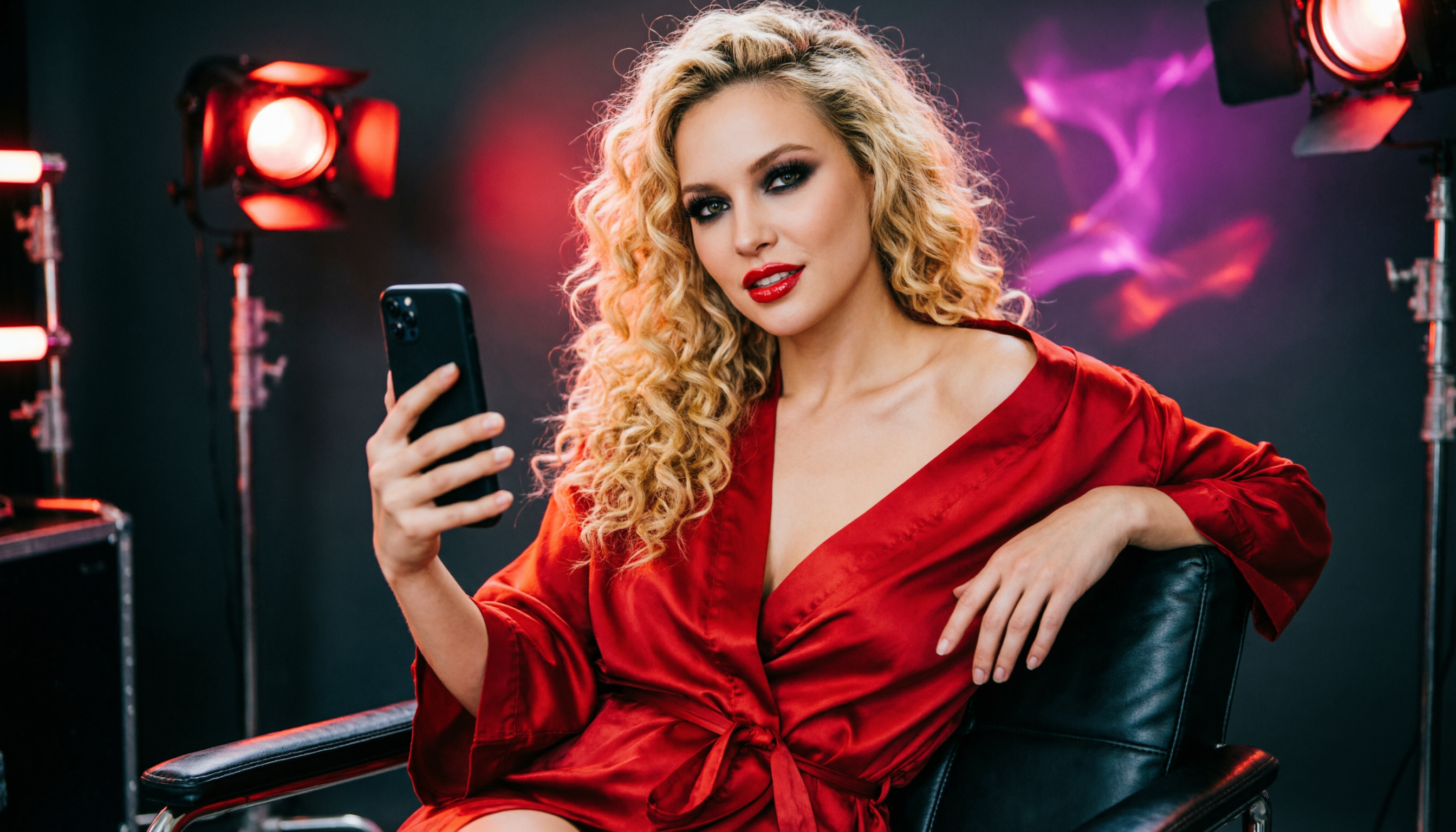 Criadora gravando conteúdo adulto exclusivo no Creator Studio SeuFan